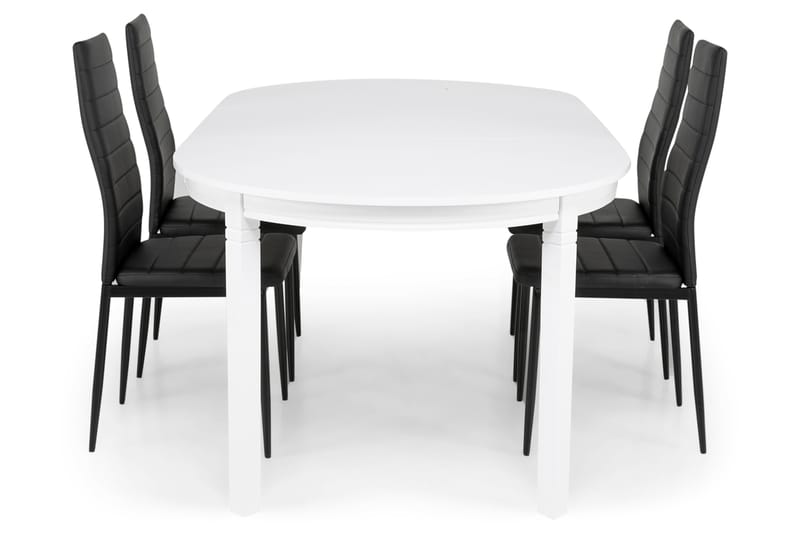 LEVIDE Bord 150/195 Vit + 4 TEKLA Stol Svart - Möbler - Matplats - Matgrupp & matbord med stolar