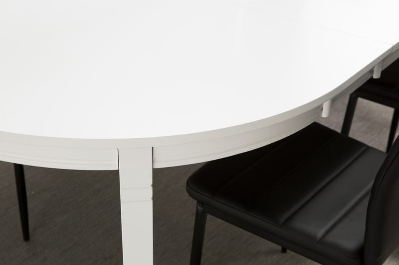 LEVIDE Bord 150/195 Vit + 4 TEKLA Stol Svart - Möbler - Matplats - Matgrupp & matbord med stolar