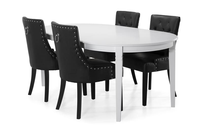 LEVIDE Bord + 4 CARMINE Stol Svart - Matgrupp & matbord med stolar