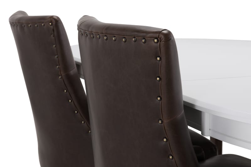 LEVIDE Bord + 4 CARMINE Stol Vit/Brun - Matgrupp & matbord med stolar