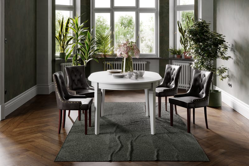 LEVIDE Bord + 4 CARMINE Stol Vit/Brun - Möbler - Matplats - Matgrupp & matbord med stolar