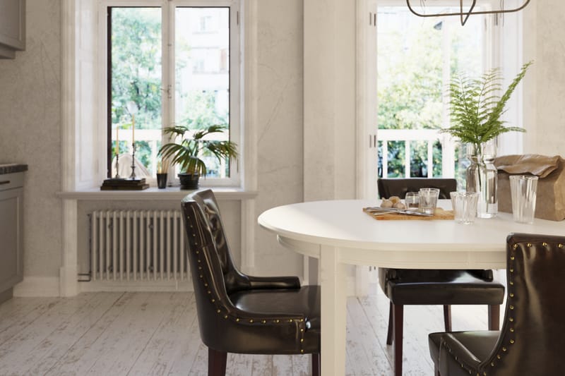 LEVIDE Bord + 4 CARMINE Stol Vit/Brun - Möbler - Matplats - Matgrupp & matbord med stolar