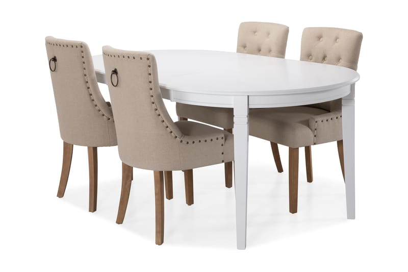 LEVIDE Bord + 4 COLFAX Stol Beige - Matgrupp & matbord med stolar