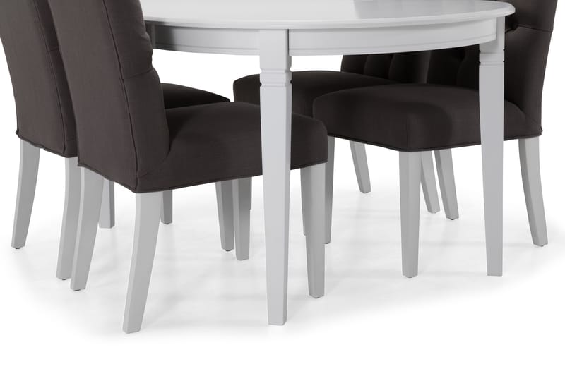 LEVIDE Bord + 4 JENCA Stol Vit/Mörkgrå - Matgrupp & matbord med stolar
