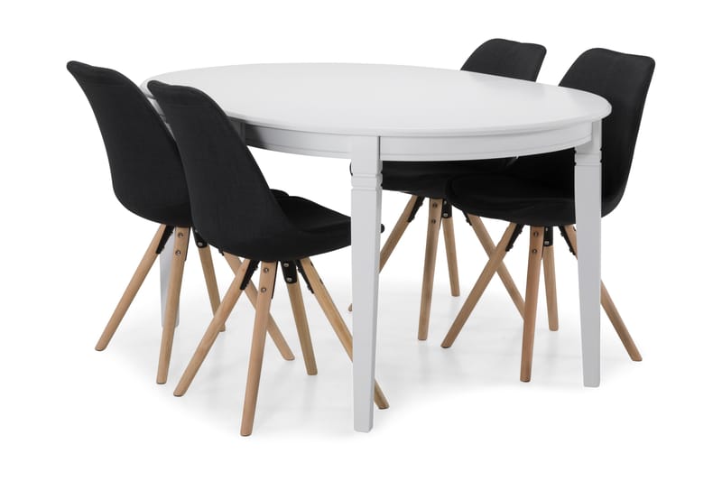 LEVIDE Bord + 4 MARION Stol Vit/Mörkgrå - Matgrupp & matbord med stolar