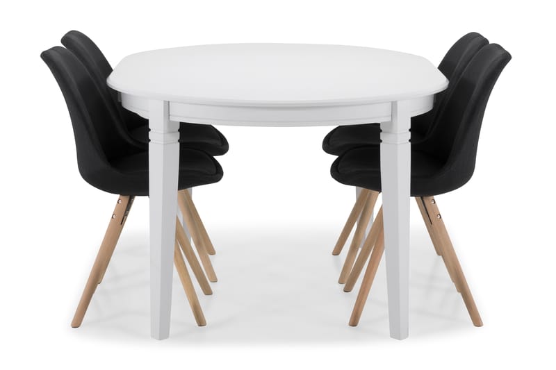 LEVIDE Bord + 4 MARION Stol Vit/Mörkgrå - Matgrupp & matbord med stolar