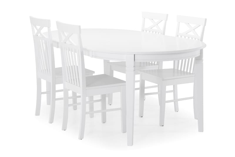 LEVIDE Bord + 4 MELROSE Stol Vit - Matgrupp & matbord med stolar
