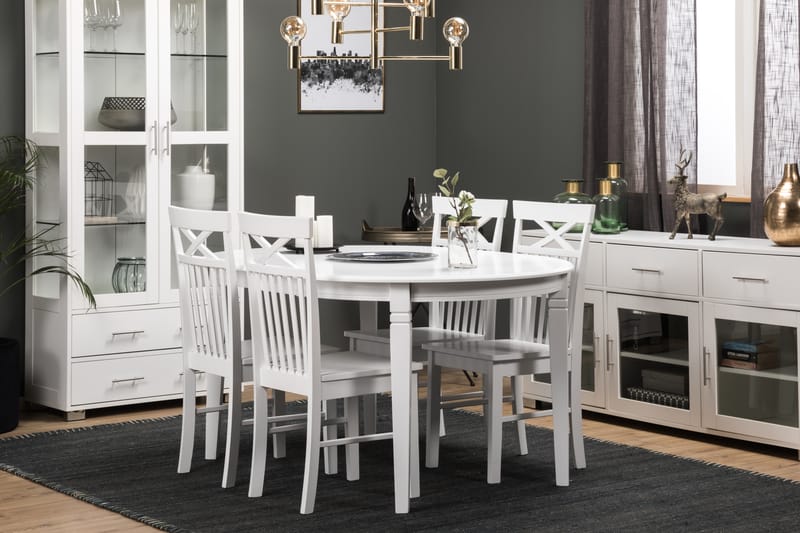 LEVIDE Bord + 4 MELROSE Stol Vit - Matgrupp & matbord med stolar