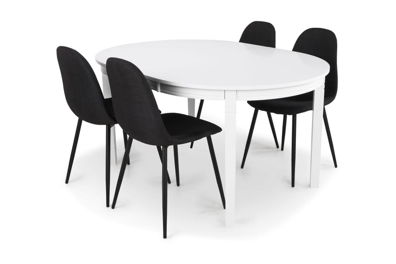 LEVIDE Bord + 4 NIKOLAS Stolar Vit/Svart - Matgrupp & matbord med stolar