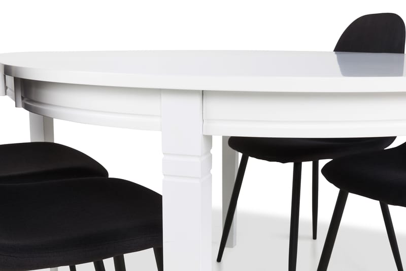 LEVIDE Bord + 4 NIKOLAS Stolar Vit/Svart - Möbler - Matplats - Matgrupp & matbord med stolar