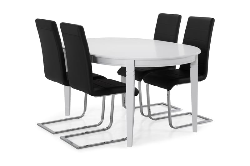 LEVIDE Bord + 4 SALA Stol Vit/Svart/Krom - Möbler - Matplats - Matgrupp & matbord med stolar