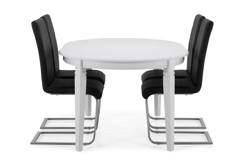 LEVIDE Bord + 4 SALA Stol Vit/Svart/Krom - Möbler - Matplats - Matgrupp & matbord med stolar