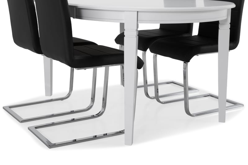 LEVIDE Bord + 4 SALA Stol Vit/Svart/Krom - Matgrupp & matbord med stolar
