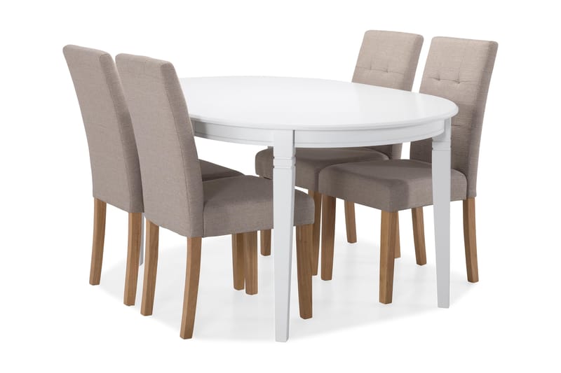 LEVIDE Bord + 4 STILO Stol Beige/Ek - Möbler - Matplats - Matgrupp & matbord med stolar
