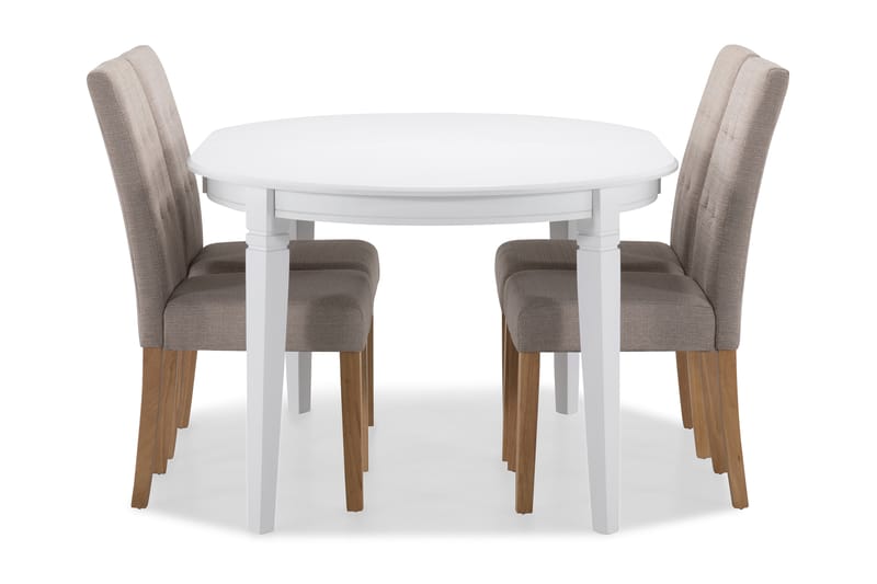 LEVIDE Bord + 4 STILO Stol Beige/Ek - Möbler - Matplats - Matgrupp & matbord med stolar