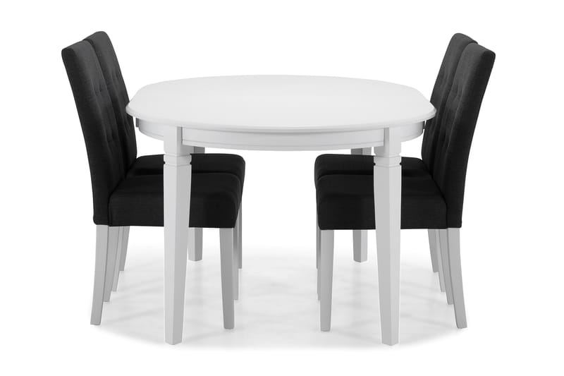 LEVIDE Bord + 4 STILO Stol Vit/Mörkgrå - Matgrupp & matbord med stolar