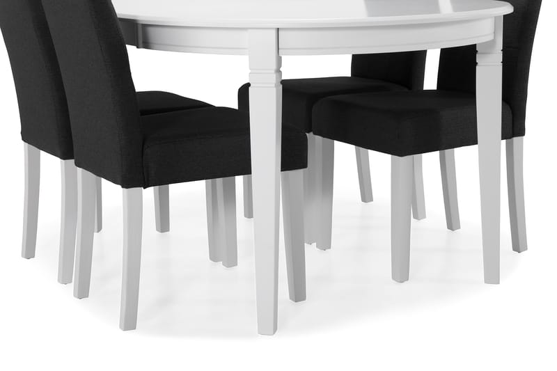 LEVIDE Bord + 4 STILO Stol Vit/Mörkgrå - Möbler - Matplats - Matgrupp & matbord med stolar