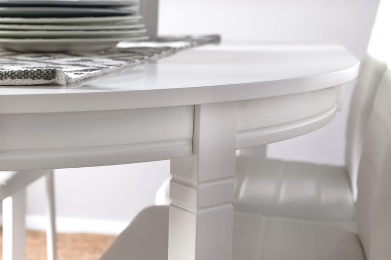 LEVIDE Bord + 4 TEKLA Stol Vit/PU - Matgrupp & matbord med stolar