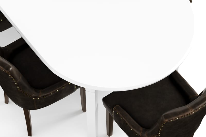 LEVIDE Bord + 6 CARMINE Stol Vit/Brun - Möbler - Matplats - Matgrupp & matbord med stolar