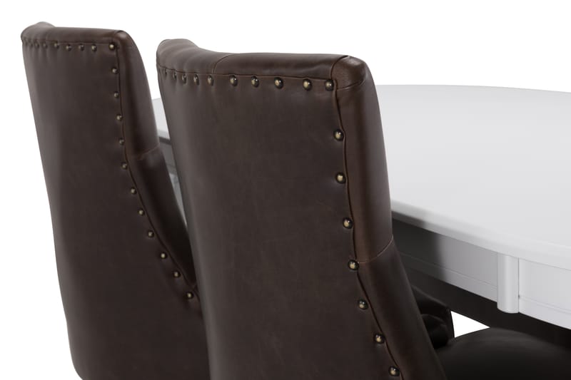 LEVIDE Bord + 6 CARMINE Stol Vit/Brun - Möbler - Matplats - Matgrupp & matbord med stolar