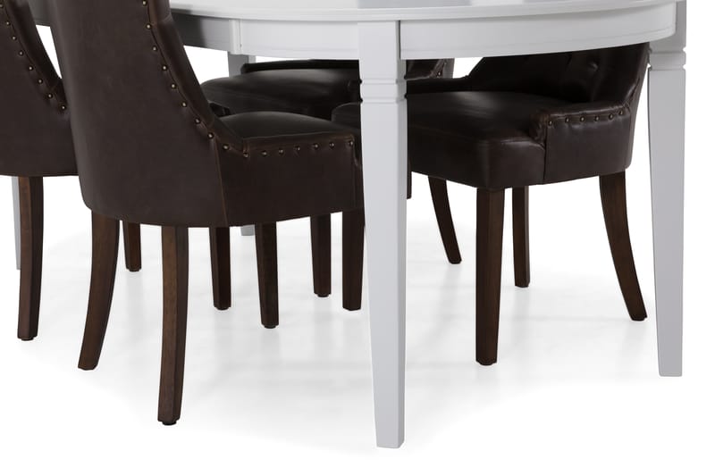 LEVIDE Bord + 6 CARMINE Stol Vit/Brun - Möbler - Matplats - Matgrupp & matbord med stolar