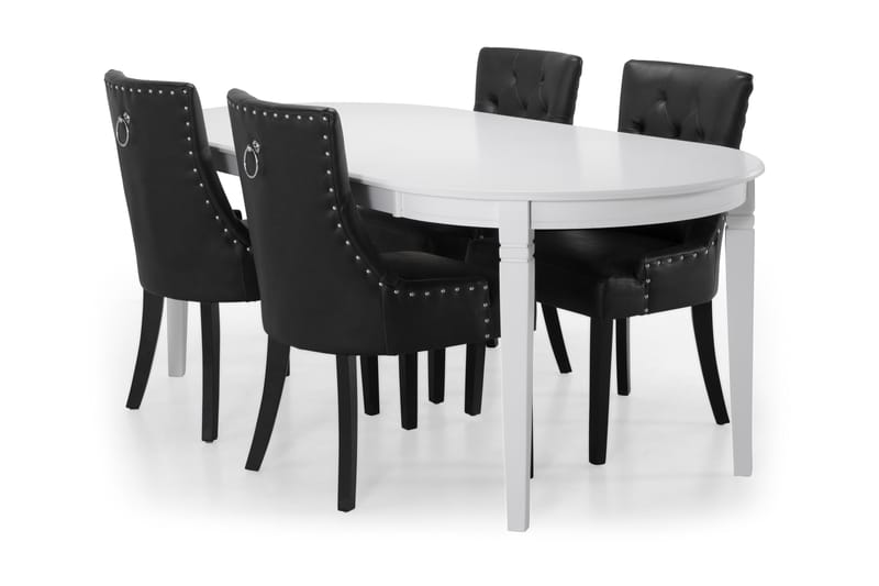 LEVIDE Bord + 6 CARMINE Stol Vit/Svart - Möbler - Matplats - Matgrupp & matbord med stolar