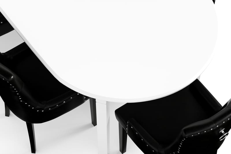 LEVIDE Bord + 6 CARMINE Stol Vit/Svart - Möbler - Matplats - Matgrupp & matbord med stolar