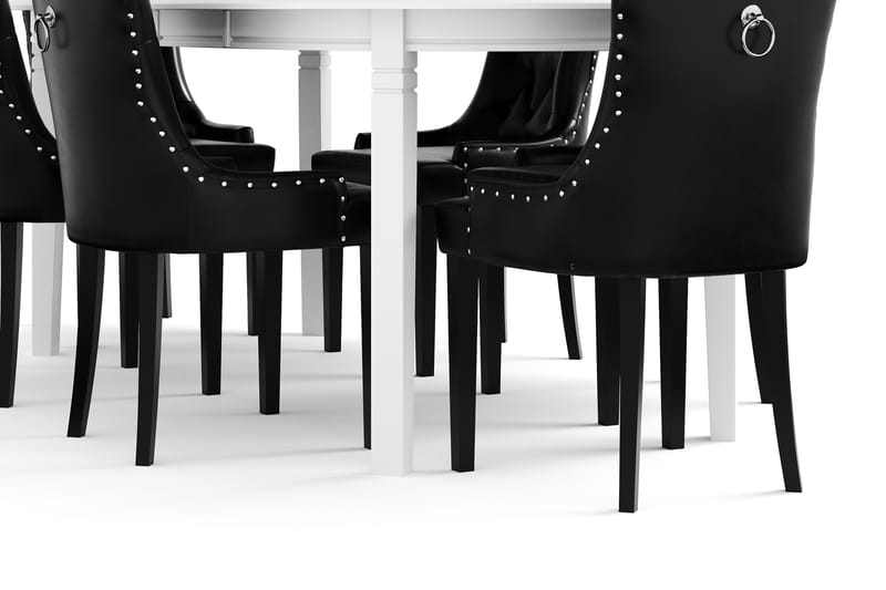 LEVIDE Bord + 6 CARMINE Stol Vit/Svart - Möbler - Matplats - Matgrupp & matbord med stolar