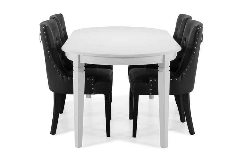 LEVIDE Bord + 6 CARMINE Stol Vit/Svart - Matgrupp & matbord med stolar