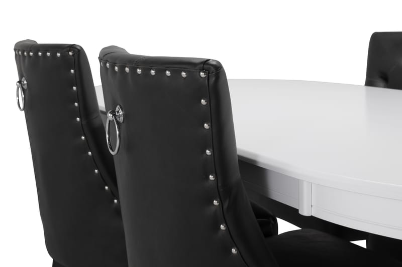 LEVIDE Bord + 6 CARMINE Stol Vit/Svart - Möbler - Matplats - Matgrupp & matbord med stolar