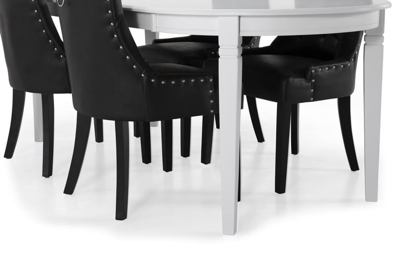 LEVIDE Bord + 6 CARMINE Stol Vit/Svart - Möbler - Matplats - Matgrupp & matbord med stolar