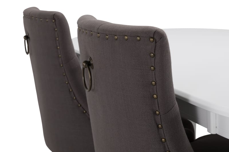 LEVIDE Bord + 6 COLFAX Stol Grå/Vit - Matgrupp & matbord med stolar