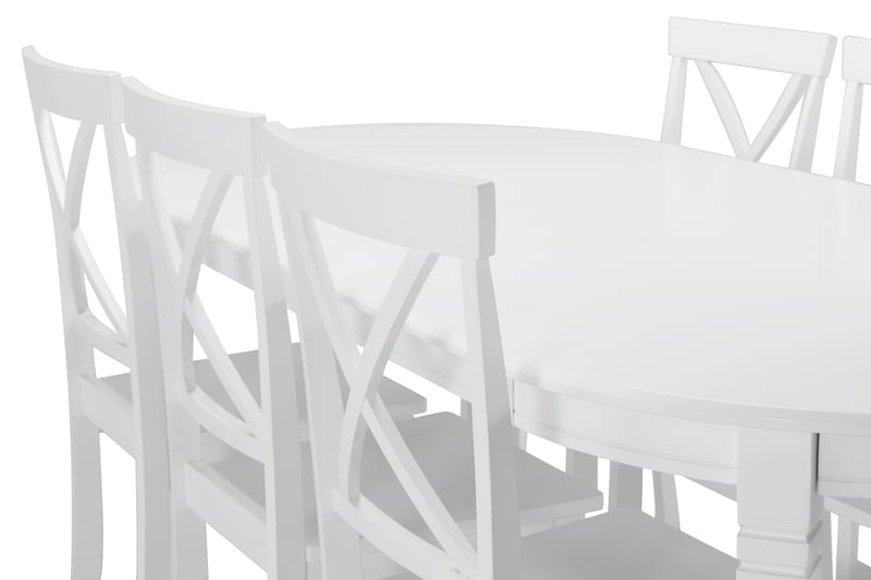 LEVIDE Bord + 6 JEROME Stol Vit - Matgrupp & matbord med stolar