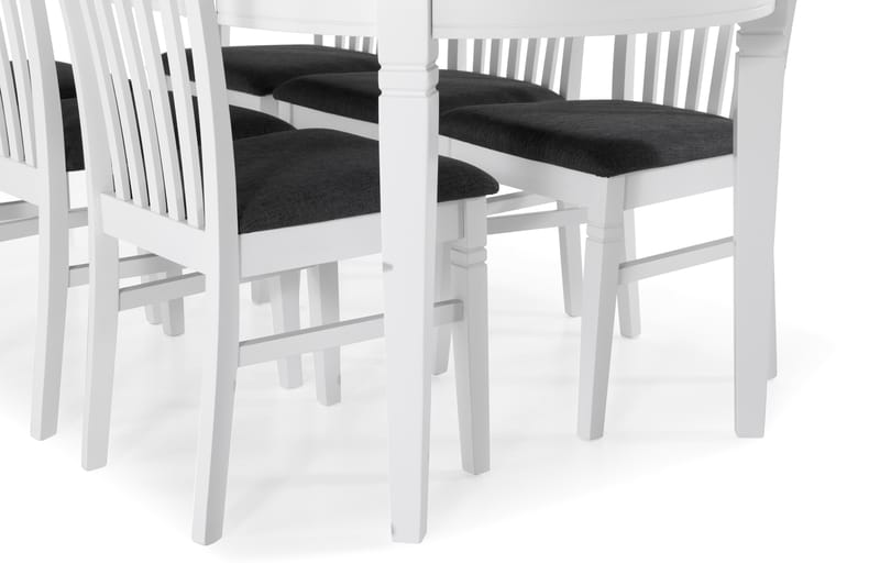 LEVIDE Bord + 6 LEVIDE Stol Vit/Gr�å - Matgrupp & matbord med stolar