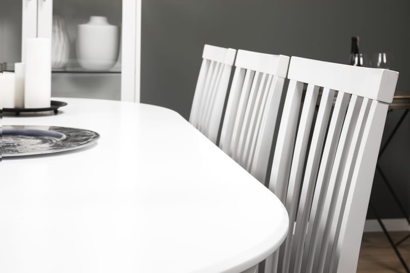 LEVIDE Bord + 6 LEVIDE Stol Vit/Grå - Matgrupp & matbord med stolar