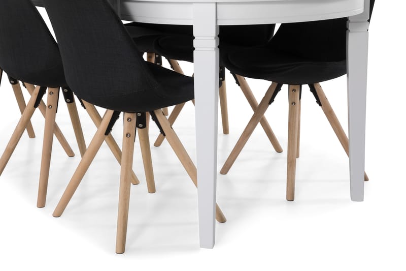 LEVIDE Bord + 6 MARION Stol Vit/Mörkgrå - Matgrupp & matbord med stolar