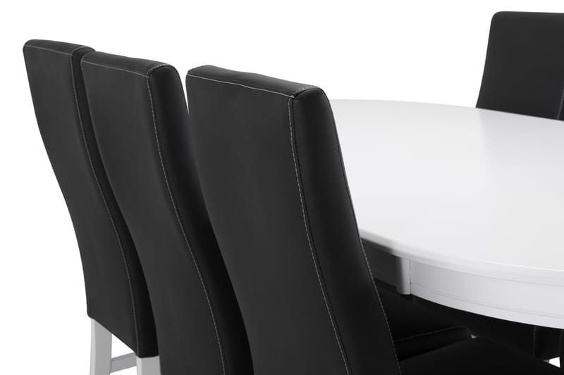 LEVIDE Bord + 6 MATTIA Stol Vit/Svart - Matgrupp & matbord med stolar