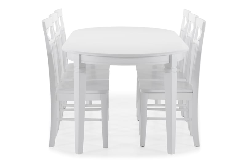 LEVIDE Bord + 6 MELROSE Stol Vit - Matgrupp & matbord med stolar