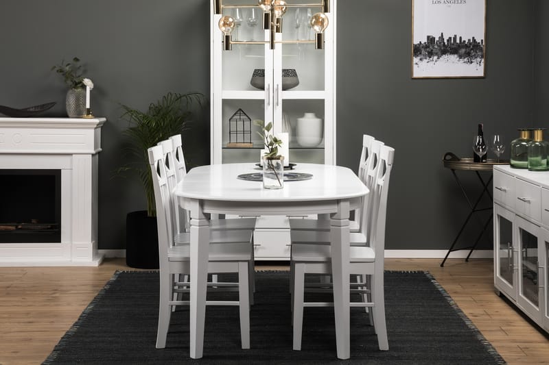 LEVIDE Bord + 6 MELROSE Stol Vit - Matgrupp & matbord med stolar