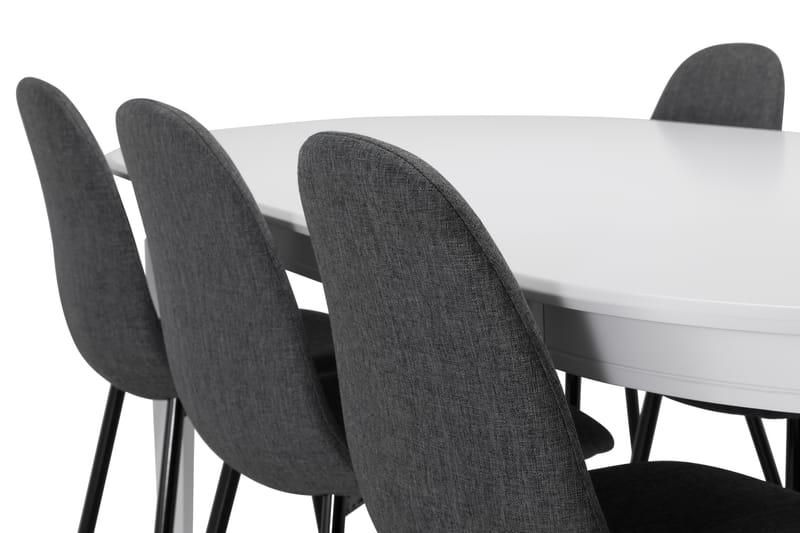 LEVIDE Bord + 6 NIKOLAS Stol Vit/Grå/Svart - Matgrupp & matbord med stolar