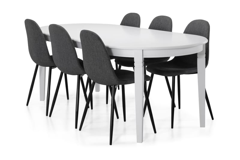 LEVIDE Bord + 6 NIKOLAS Stol Vit/Grå/Svart - Möbler - Matplats - Matgrupp & matbord med stolar