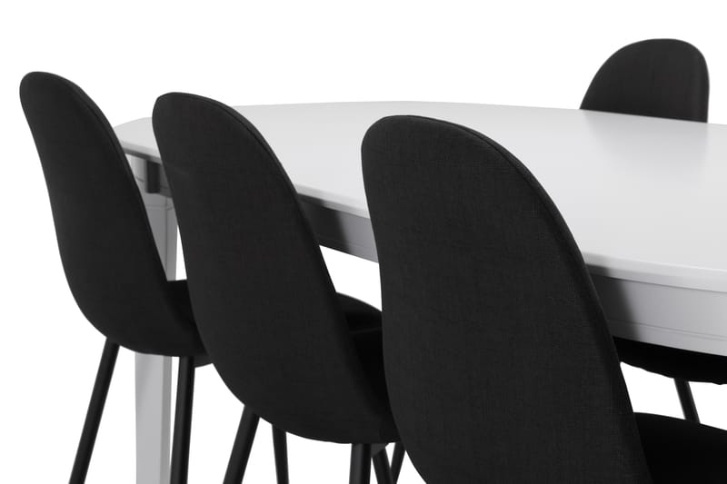 LEVIDE Bord + 6 NIKOLAS Stol Vit/Svart - Möbler - Matplats - Matgrupp & matbord med stolar