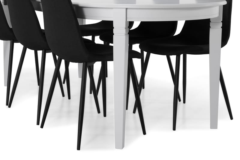 LEVIDE Bord + 6 NIKOLAS Stol Vit/Svart - Matgrupp & matbord med stolar