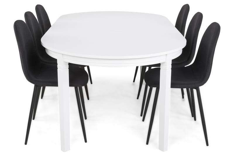 LEVIDE Bord + 6 NIKOLAS Stolar Vit/Svart - Matgrupp & matbord med stolar