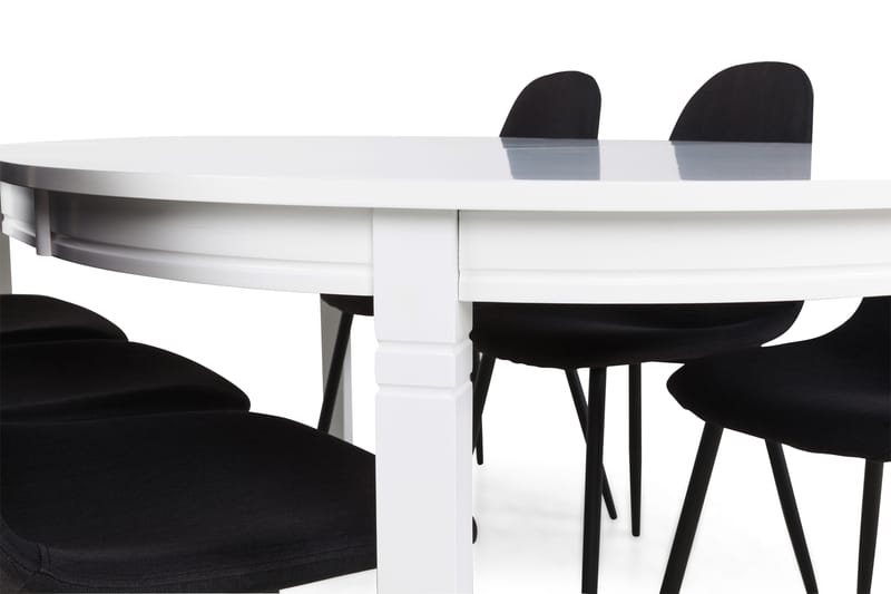 LEVIDE Bord + 6 NIKOLAS Stolar Vit/Svart - Möbler - Matplats - Matgrupp & matbord med stolar