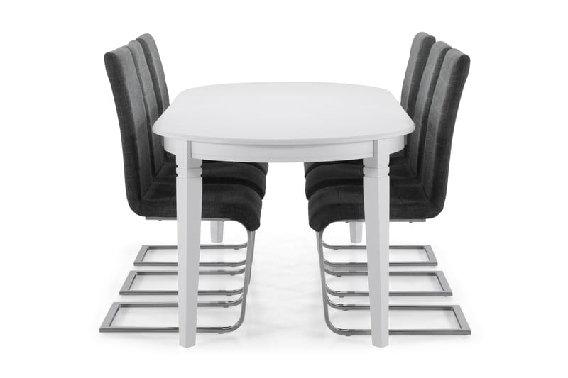 LEVIDE Bord + 6 SALA Stol Vit/Grå - Matgrupp & matbord med stolar