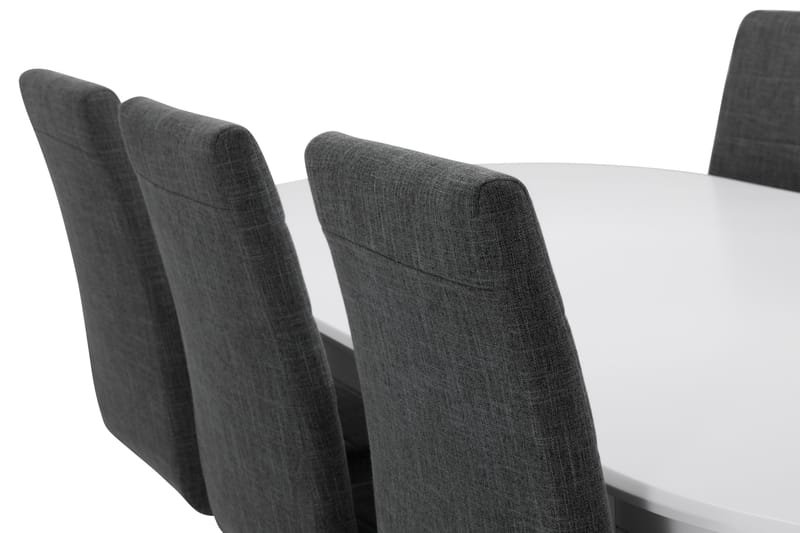 LEVIDE Bord + 6 SALA Stol Vit/Grå - Matgrupp & matbord med stolar