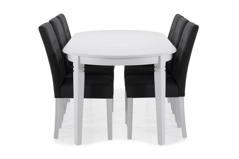 LEVIDE Bord + 6 STILO Stol Mörkgrå/Vit - Matgrupp & matbord med stolar