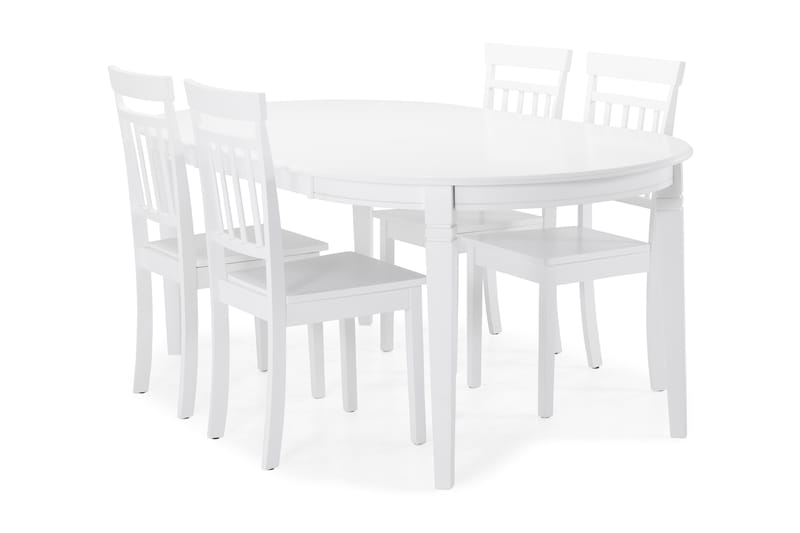 LEVIDE Förlängningsbart Matbord 150 Oval Vit - Matgrupp & matbord med stolar