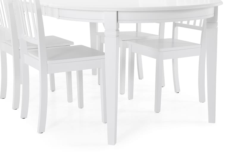 LEVIDE Förlängningsbart Matbord 150 Oval Vit - Matgrupp & matbord med stolar